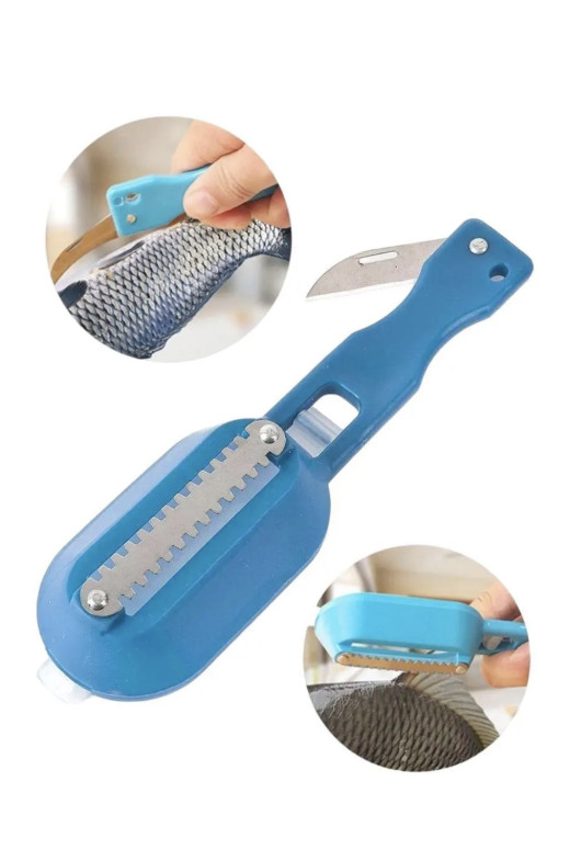 Рыбочистка с ножом и контейнером Killing-fish Knife голубого цвета 218263
