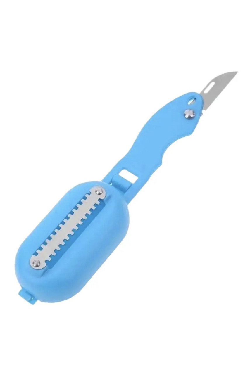Рыбочистка с ножом и контейнером Killing-fish Knife голубого цвета 218263