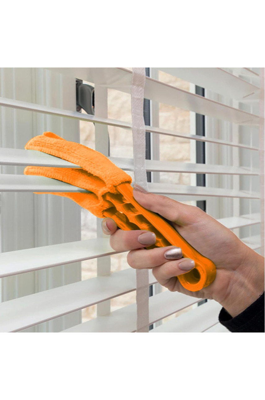 Щетка для чистки жалюзи Window Blind Duster Brush Cleaner оранжевого цвета 218265