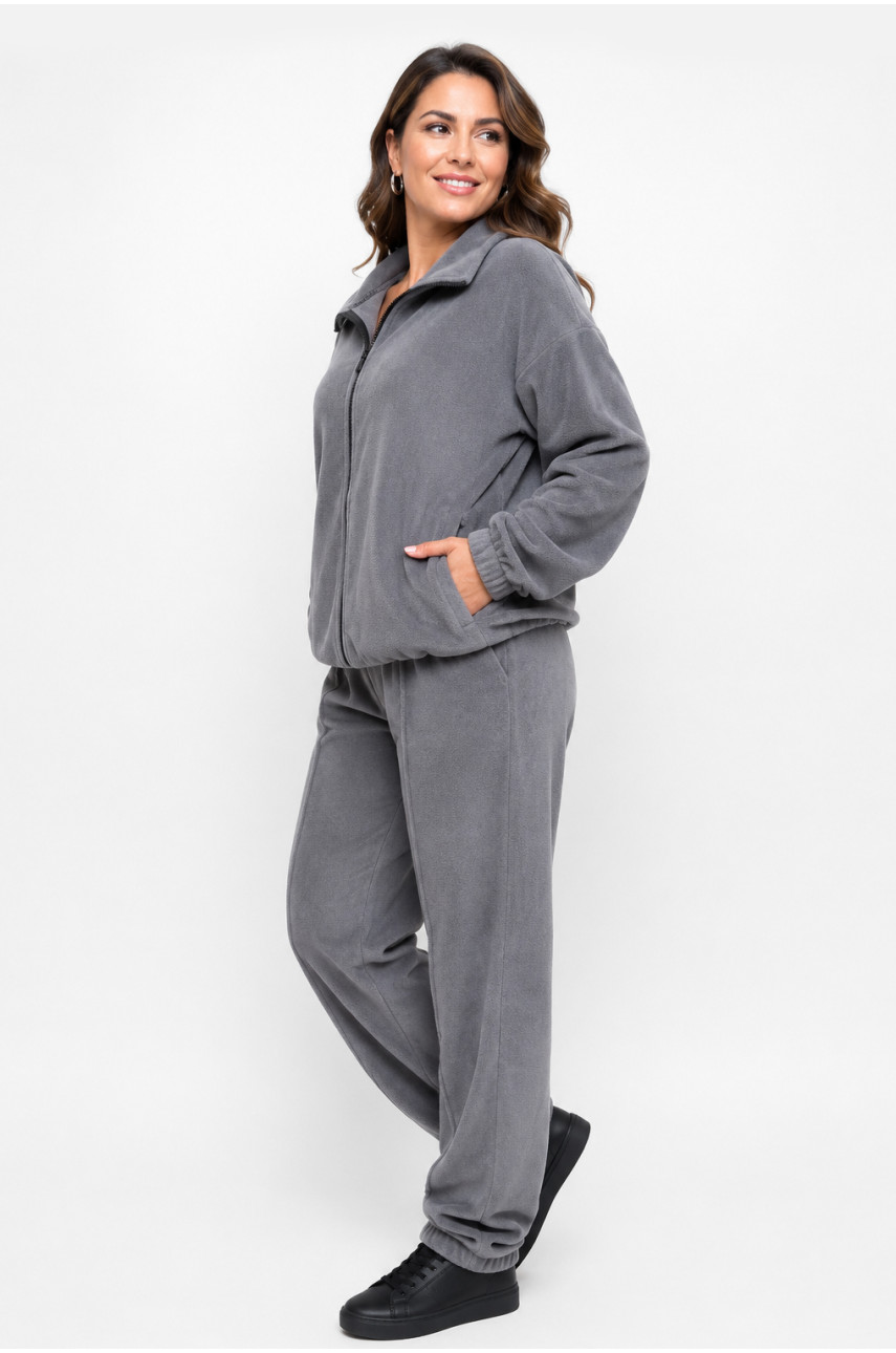 Спортивный костюм флисовый женский серого цвета 1129 218624