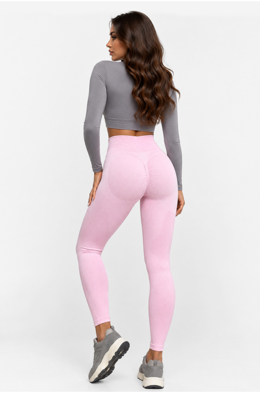 Лосины женские Push up однотонные розового цвета 0404 218851